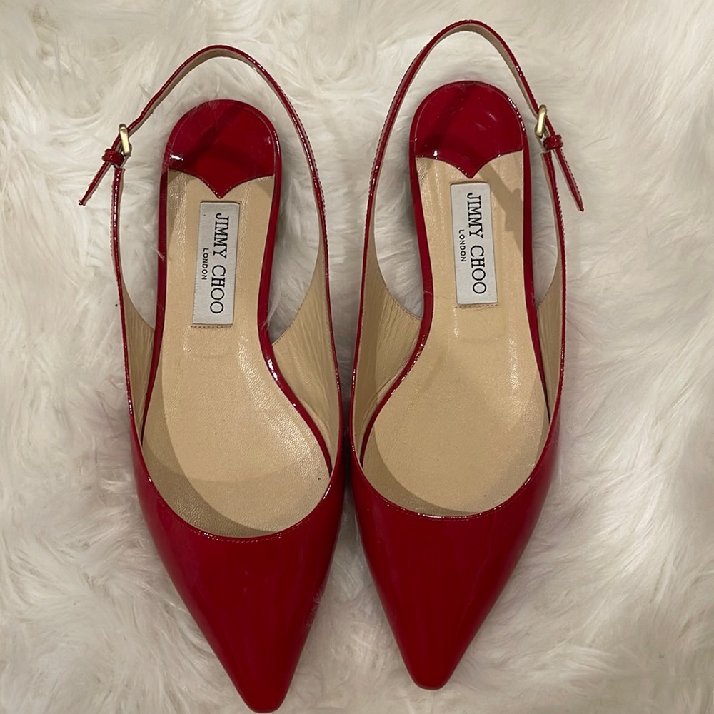 Red Jimmy Choo pointed toe flats